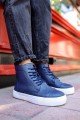 CH029 Vulcanized Erkek Spor Günlük Bağcıklı Cilt Bot CBT - Lacivert