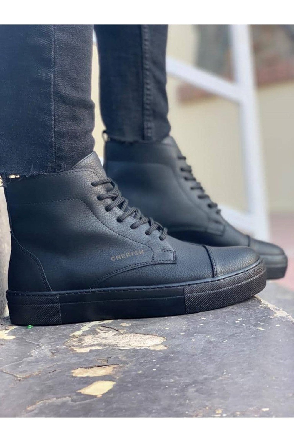 CH029 Vulcanized Erkek Spor Günlük Bağcıklı Cilt Bot CST - Siyah Erkek Ayakkabı CH029 Vulcanized Erkek Spor Günlük Bağcıklı Cilt Bot CST - Siyah – Chekich Erkek Ayakkabı