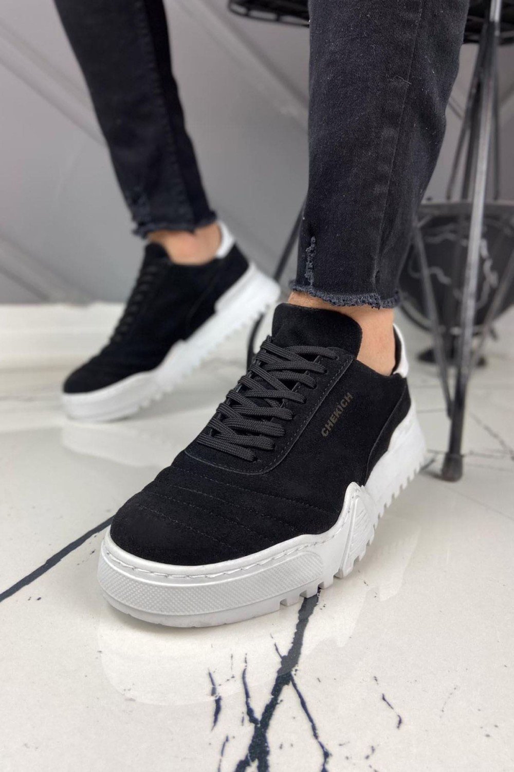 CH037 Francis Erkek Günlük Bağcıklı Süet Spor Sneaker Ayakkabı SBT - Siyah – Chekich Erkek Ayakkabı