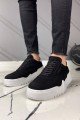 CH037 Francis Erkek Günlük Bağcıklı Süet Spor Sneaker Ayakkabı SBT - Siyah