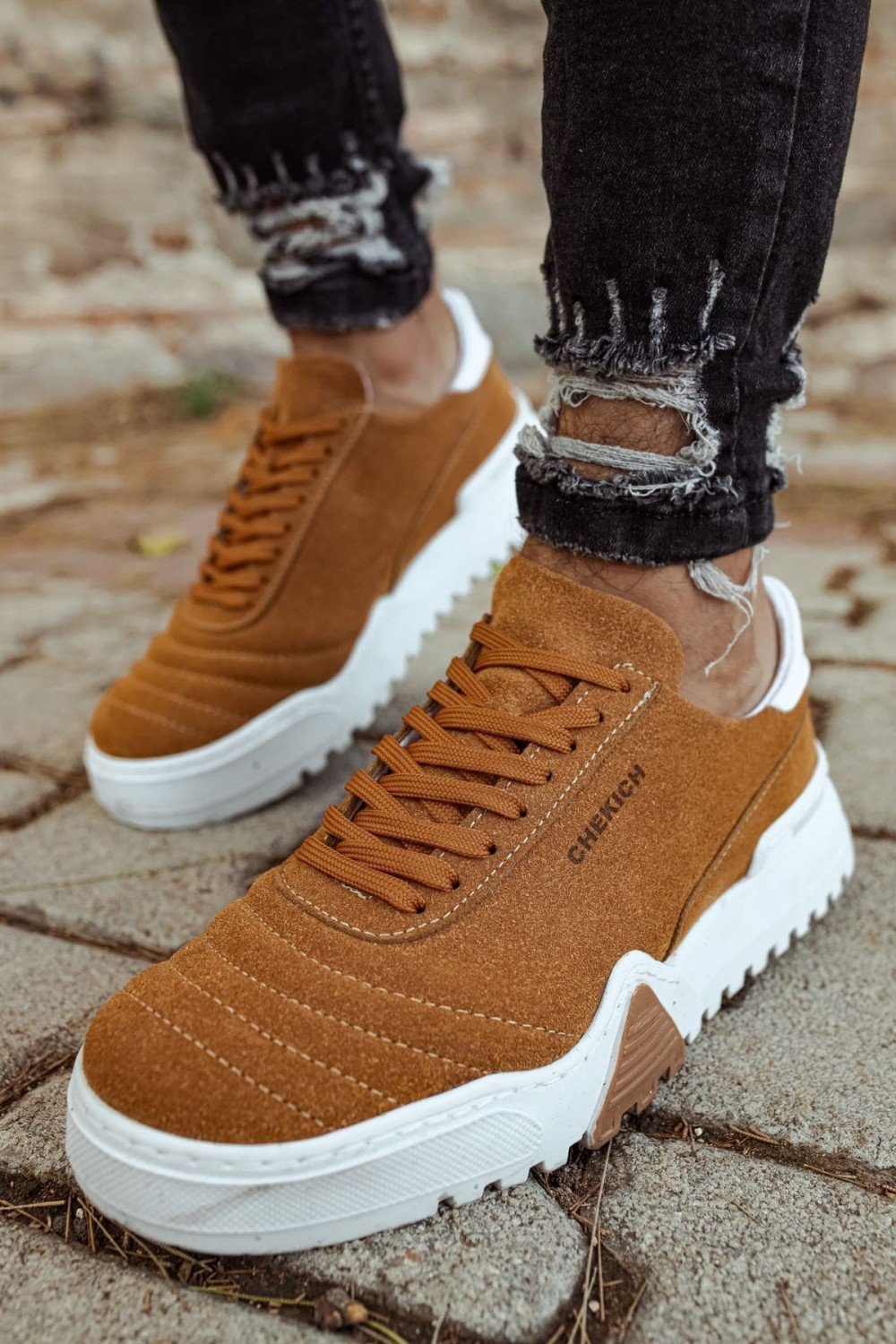 CH037 Francis Erkek Günlük Bağcıklı Süet Spor Sneaker Ayakkabı SBT - Taba – Chekich Erkek Ayakkabı