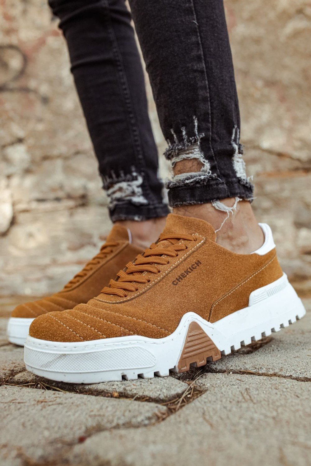 CH037 Francis Erkek Günlük Bağcıklı Süet Spor Sneaker Ayakkabı SBT - Taba – Chekich Erkek Ayakkabı
