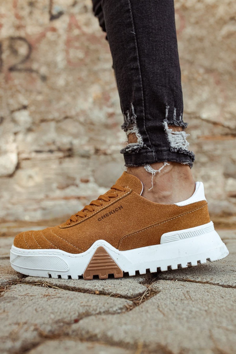 CH037 Francis Erkek Günlük Bağcıklı Süet Spor Sneaker Ayakkabı SBT - Taba – Chekich Erkek Ayakkabı