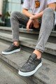 CH040 C - Rey Erkek Günlük Bağcıklı Cilt Spor Sneaker Ayakkabı CBT - Antrasit – Chekich Erkek Ayakkabı