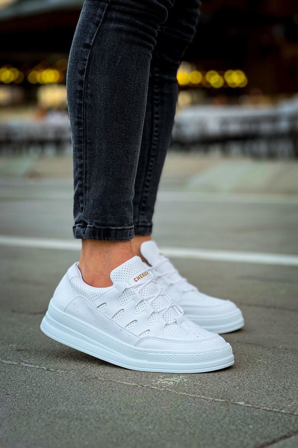 CH040 C - Rey Erkek Günlük Bağcıklı Cilt Spor Sneaker Ayakkabı CBT - Beyaz – Chekich Erkek Ayakkabı