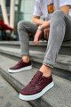 CH040 C - Rey Erkek Günlük Bağcıklı Cilt Spor Sneaker Ayakkabı CBT - Bordo – Chekich Erkek Ayakkabı