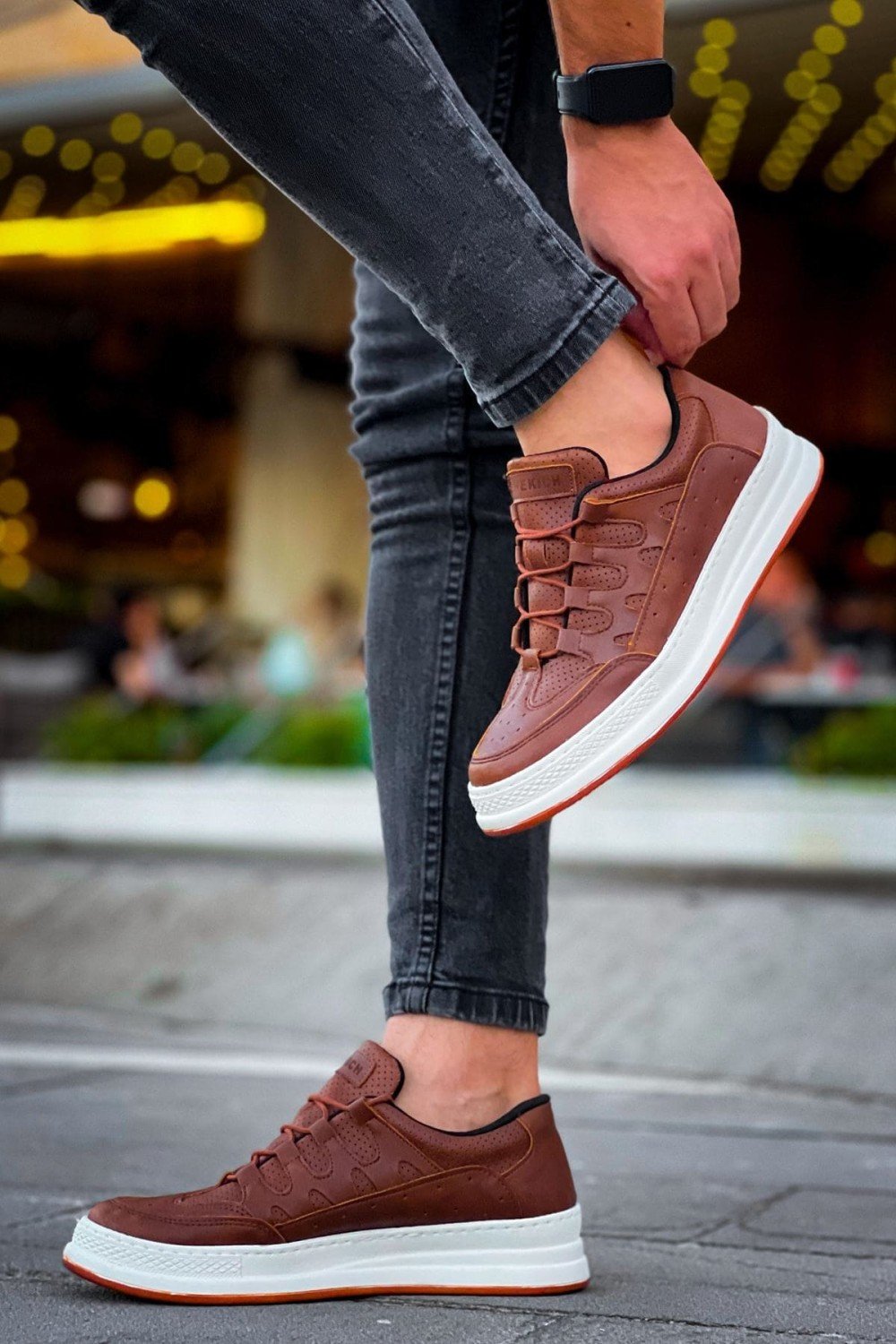 CH040 C - Rey Erkek Günlük Bağcıklı Cilt Spor Sneaker Ayakkabı CBT - Taba – Chekich Erkek Ayakkabı