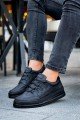 CH040 C - Rey Erkek Günlük Bağcıklı Cilt Spor Sneaker Ayakkabı CST - Siyah – Chekich Erkek Ayakkabı
