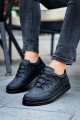 CH040 C - Rey Erkek Günlük Bağcıklı Cilt Spor Sneaker Ayakkabı CST - Siyah – Chekich Erkek Ayakkabı