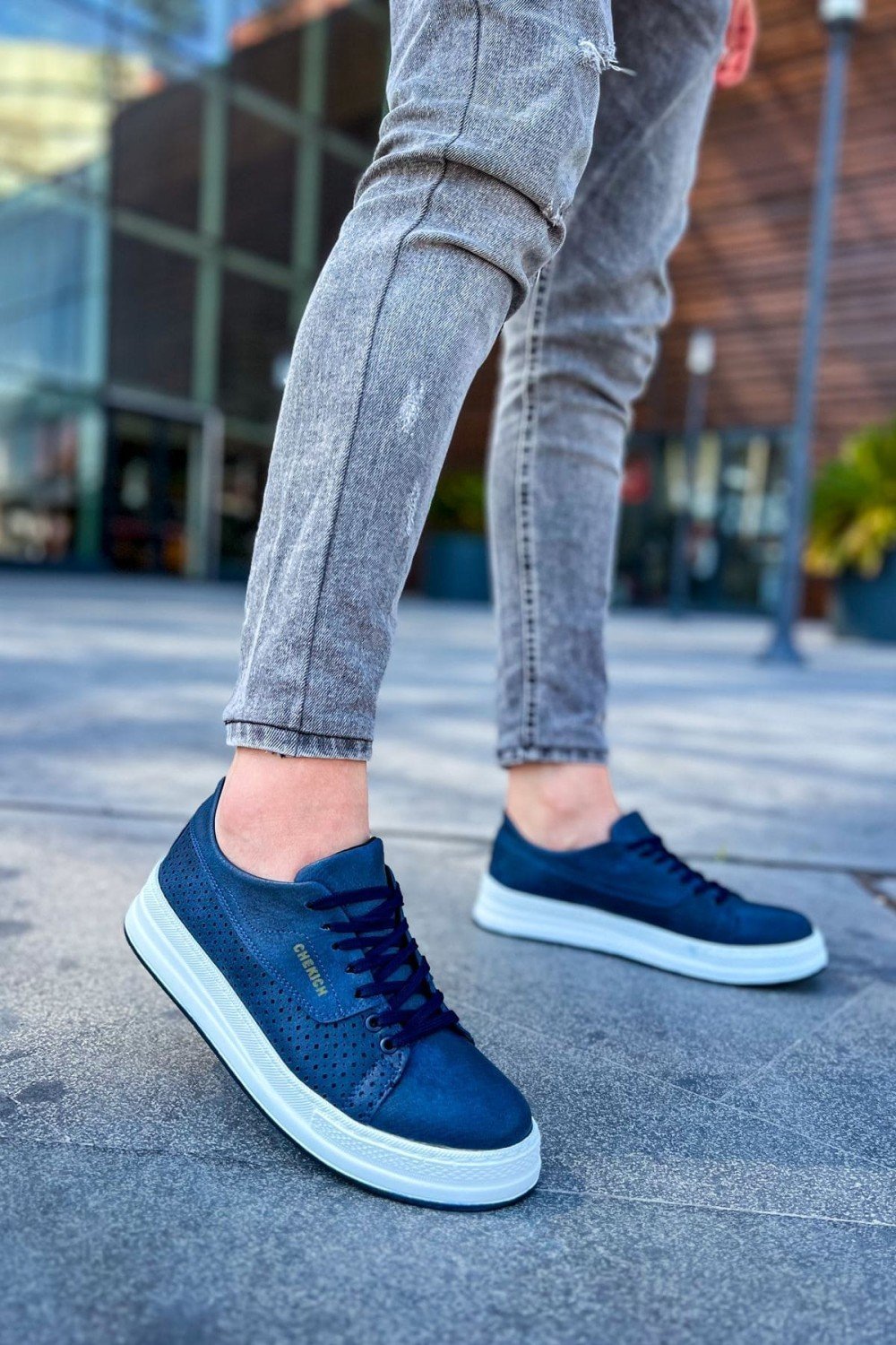 CH043 Cowien Erkek Günlük Bağcıklı Cilt Spor Sneaker Ayakkabı CBT - Lacivert – Chekich Erkek Ayakkabı