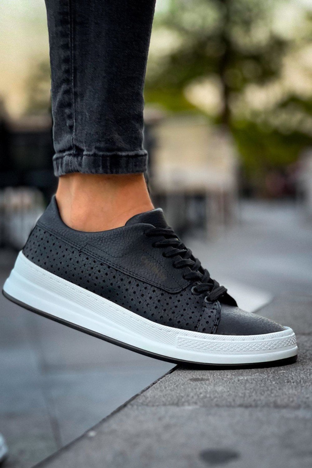 CH043 Cowien Erkek Günlük Bağcıklı Cilt Spor Sneaker Ayakkabı CBT - Siyah – Chekich Erkek Ayakkabı