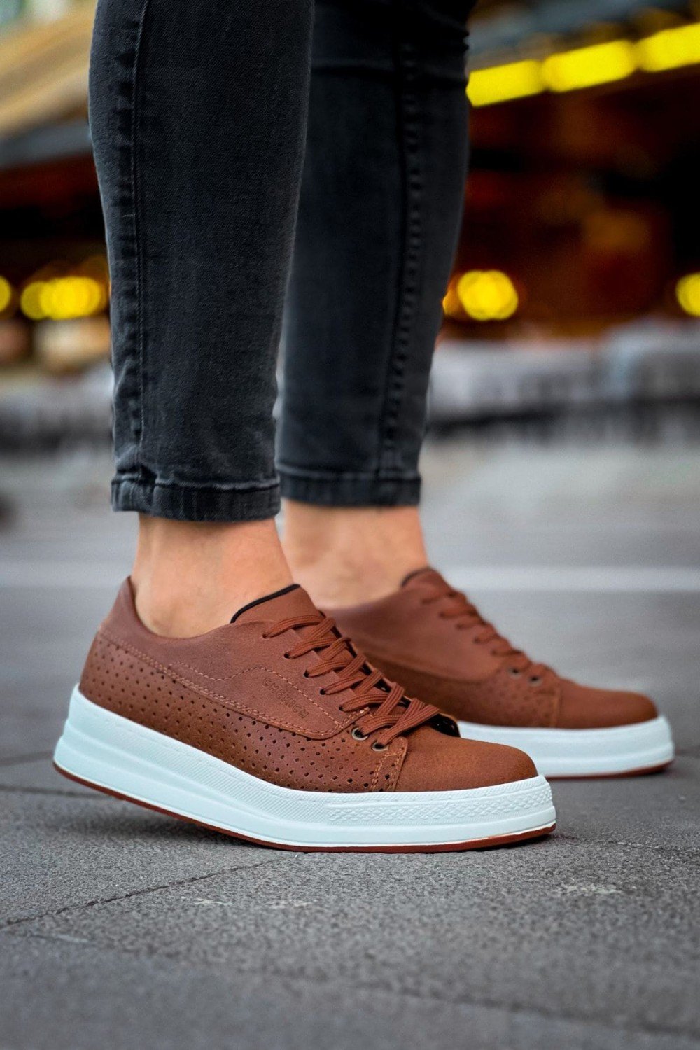CH043 Cowien Erkek Günlük Bağcıklı Cilt Spor Sneaker Ayakkabı CBT - Taba – Chekich Erkek Ayakkabı