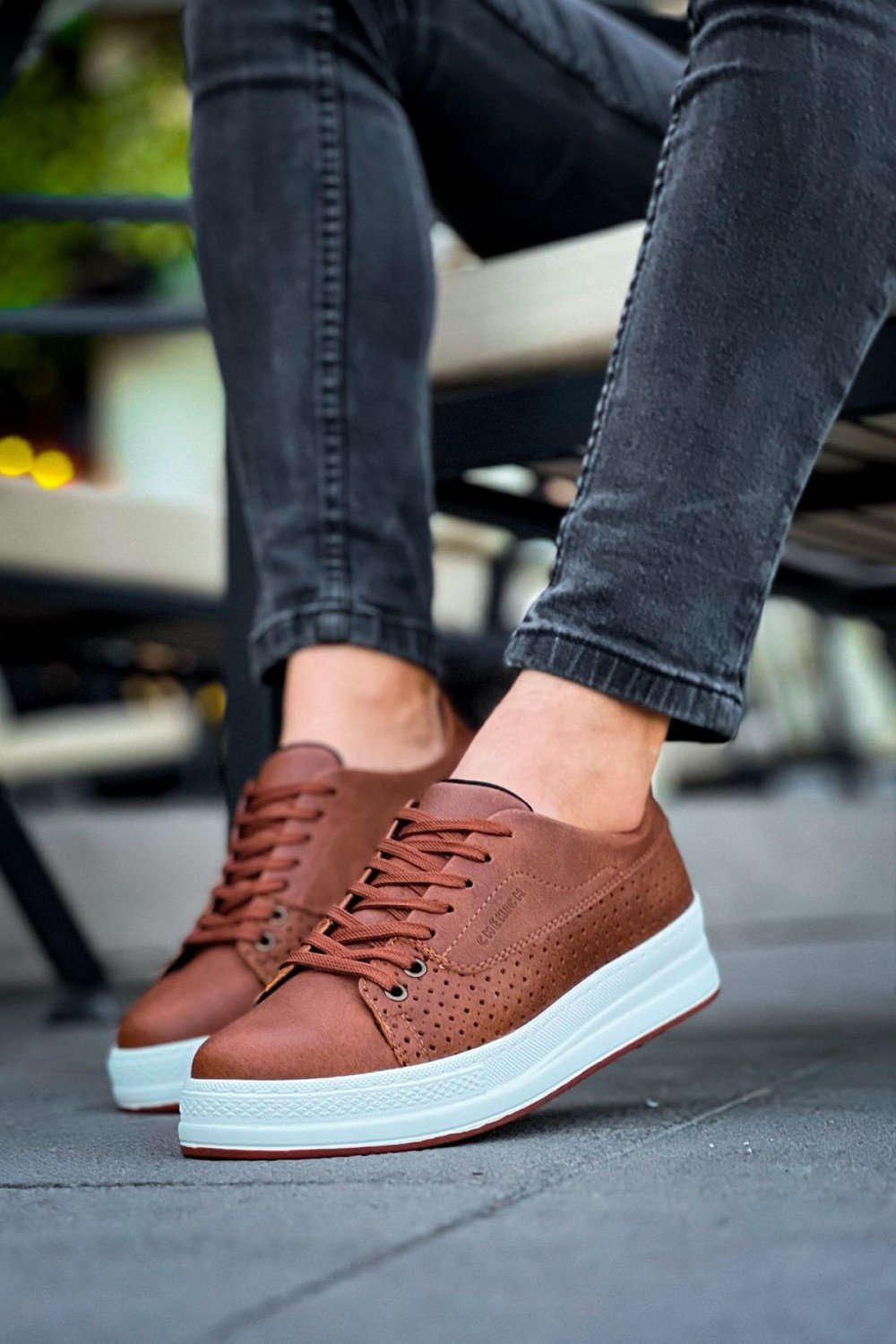 CH043 Cowien Erkek Günlük Bağcıklı Cilt Spor Sneaker Ayakkabı CBT - Taba – Chekich Erkek Ayakkabı