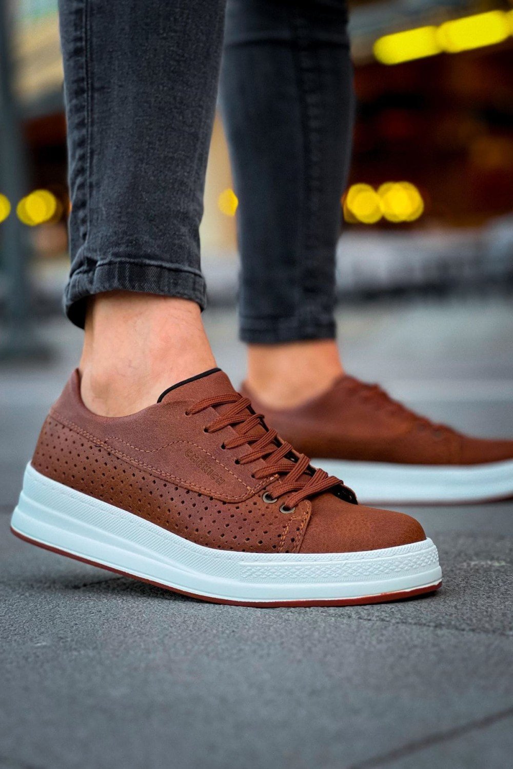 CH043 Cowien Erkek Günlük Bağcıklı Cilt Spor Sneaker Ayakkabı CBT - Taba – Chekich Erkek Ayakkabı