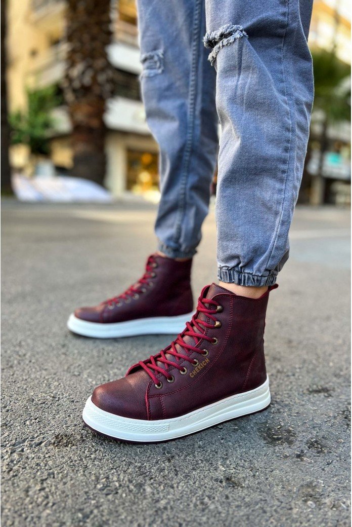 CH055 Between Erkek Spor Günlük Bağcıklı Cilt Bot CBT - Bordo