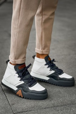 CH057 Ghost Line Erkek Spor Günlük Bağcıklı Cilt Bot CABT - Antrasit/Beyaz