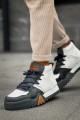 CH057 Ghost Line Erkek Spor Günlük Bağcıklı Cilt Bot CABT - Antrasit/Beyaz – Chekich Erkek Ayakkabı