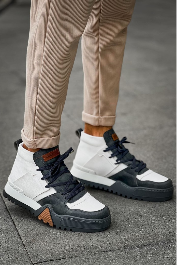 CH057 Ghost Line Erkek Spor Günlük Bağcıklı Cilt Bot CABT - Antrasit/Beyaz