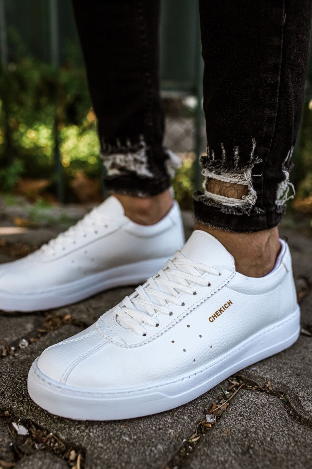CH063 Star - X Erkek Günlük Bağcıklı Cilt Spor Sneaker Ayakkabı CBT - Beyaz – Chekich Erkek Ayakkabı