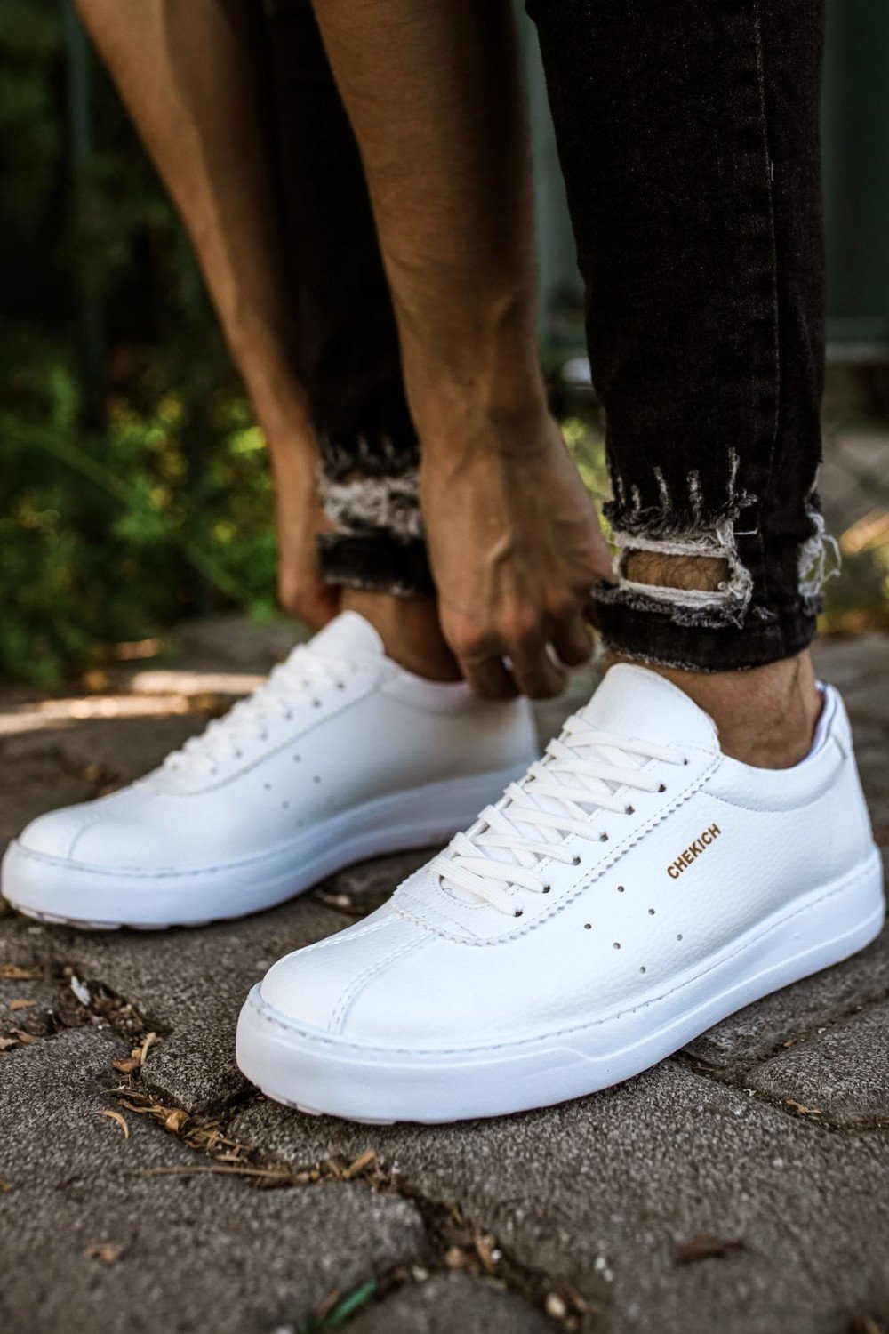 CH063 Star - X Erkek Günlük Bağcıklı Cilt Spor Sneaker Ayakkabı CBT - Beyaz – Chekich Erkek Ayakkabı