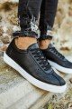 CH063 Star - X Erkek Günlük Bağcıklı Cilt Spor Sneaker Ayakkabı CBT - Siyah – Chekich Erkek Ayakkabı