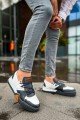 CH067 Warrem Erkek Günlük Bağcıklı Cilt Spor Sneaker Ayakkabı CABT - Antrasit/Beyaz – Chekich Erkek Ayakkabı