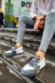 CH067 Warrem Erkek Günlük Bağcıklı Cilt Spor Sneaker Ayakkabı CABT - Antrasit/Beyaz – Chekich Erkek Ayakkabı