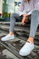 CH067 Warrem Erkek Günlük Bağcıklı Cilt Spor Sneaker Ayakkabı CBT - Beyaz – Chekich Erkek Ayakkabı