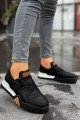 CH067 Warrem Erkek Günlük Bağcıklı Cilt Spor Sneaker Ayakkabı CSBT - Siyah – Chekich Erkek Ayakkabı