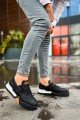 CH067 Warrem Erkek Günlük Bağcıklı Cilt Spor Sneaker Ayakkabı CSBT - Siyah – Chekich Erkek Ayakkabı