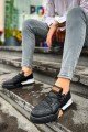 CH067 Warrem Erkek Günlük Bağcıklı Cilt Spor Sneaker Ayakkabı CSBT - Siyah – Chekich Erkek Ayakkabı