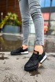 CH067 Warrem Erkek Günlük Bağcıklı Cilt Spor Sneaker Ayakkabı CSBT - Siyah
