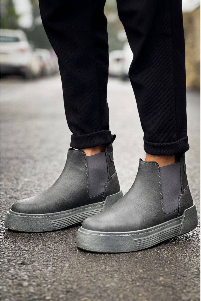 CH069 Harmany Erkek Spor Günlük Bağcıksız Cilt Bot CAT - Antrasit