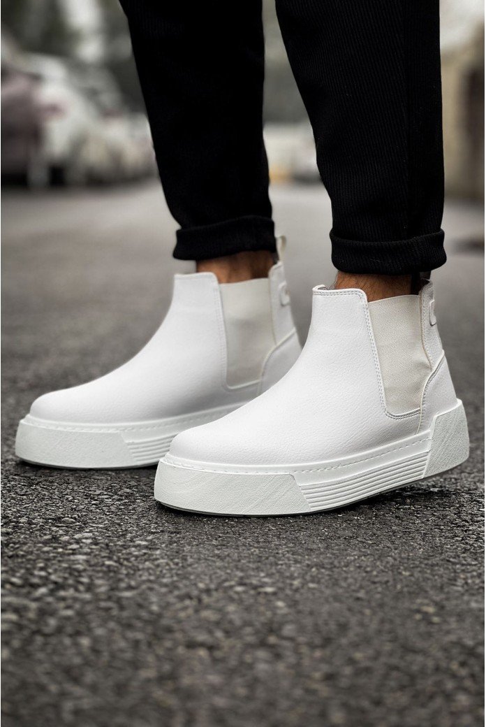 CH069 Harmany Erkek Spor Günlük Bağcıksız Cilt Bot CBT - Beyaz