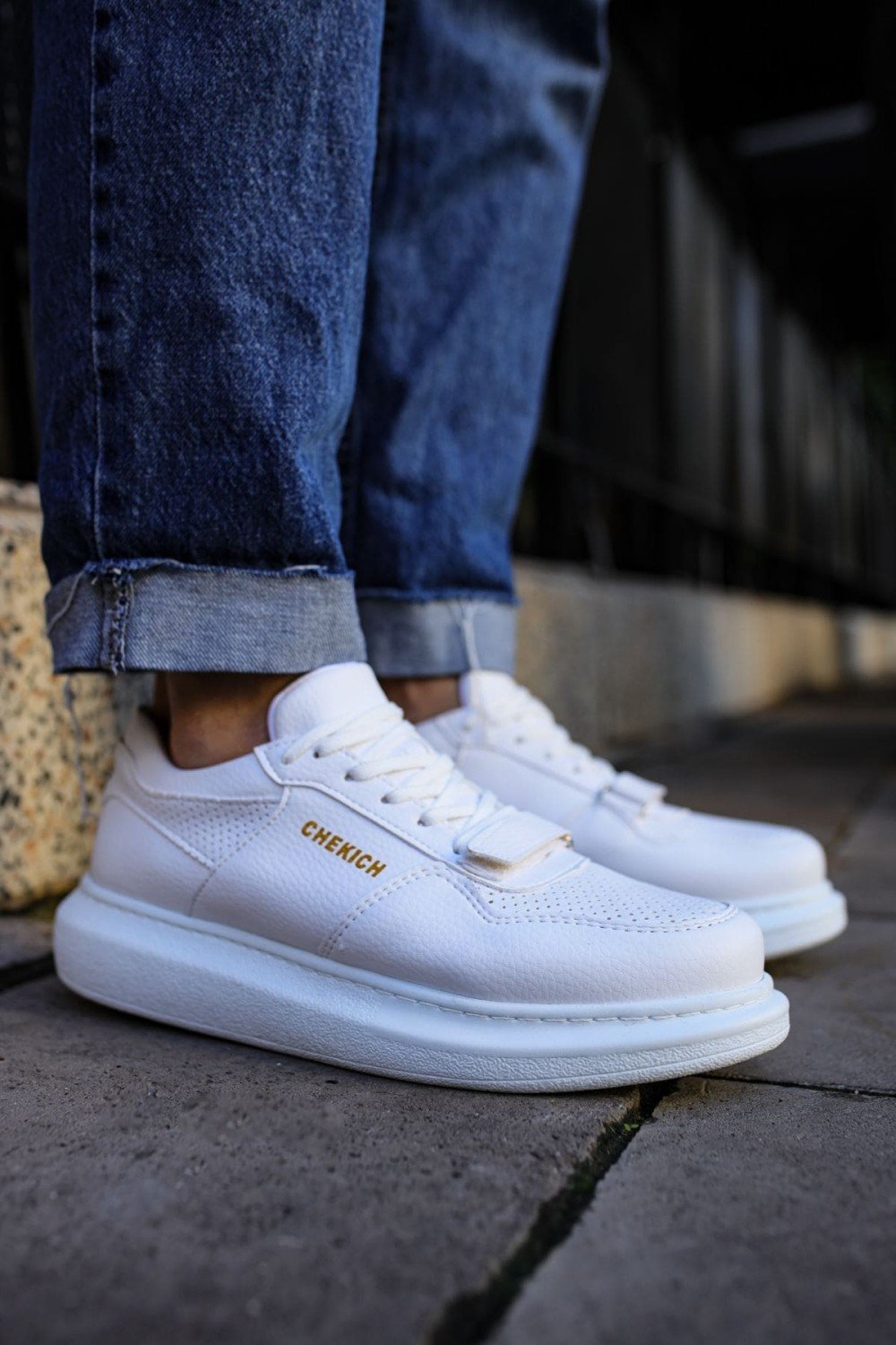 CH073 Flatline Erkek Günlük Bağcıklı Cilt Spor Sneaker Ayakkabı CBT - Beyaz Erkek Ayakkabı CH073 Flatline Erkek Günlük Bağcıklı Cilt Spor Sneaker Ayakkabı CBT - Beyaz – Chekich Erkek Ayakkabı