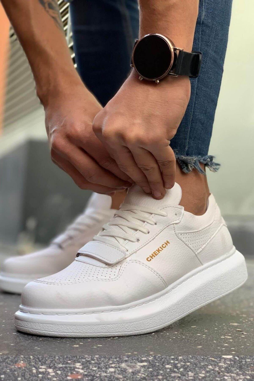 CH073 Flatline Erkek Günlük Bağcıklı Cilt Spor Sneaker Ayakkabı CBT - Beyaz Erkek Ayakkabı CH073 Flatline Erkek Günlük Bağcıklı Cilt Spor Sneaker Ayakkabı CBT - Beyaz – Chekich Erkek Ayakkabı