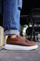 CH073 Flatline Erkek Günlük Bağcıklı Cilt Spor Sneaker Ayakkabı CBT - Taba – Chekich Erkek Ayakkabı