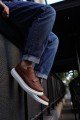 CH073 Flatline Erkek Günlük Bağcıklı Cilt Spor Sneaker Ayakkabı CBT - Taba – Chekich Erkek Ayakkabı