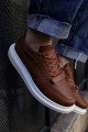 CH073 Flatline Erkek Günlük Bağcıklı Cilt Spor Sneaker Ayakkabı CBT - Taba – Chekich Erkek Ayakkabı