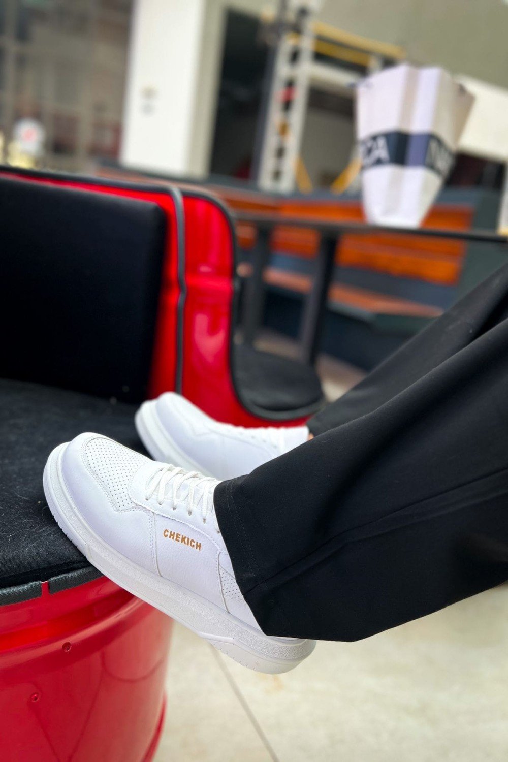 CH075 Signature Erkek Günlük Bağcıklı Cilt Spor Sneaker Ayakkabı CBT - Beyaz – Chekich Erkek Ayakkabı