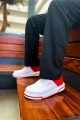 CH075 Signature Erkek Günlük Bağcıklı Cilt Spor Sneaker Ayakkabı CBT - Beyaz/Kırmızı – Chekich Erkek Ayakkabı