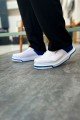 CH075 Signature Erkek Günlük Bağcıklı Cilt Spor Sneaker Ayakkabı CBT - Beyaz/Mavi – Chekich Erkek Ayakkabı