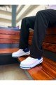 CH075 Signature Erkek Günlük Bağcıklı Cilt Spor Sneaker Ayakkabı CBT - Beyaz/Mavi