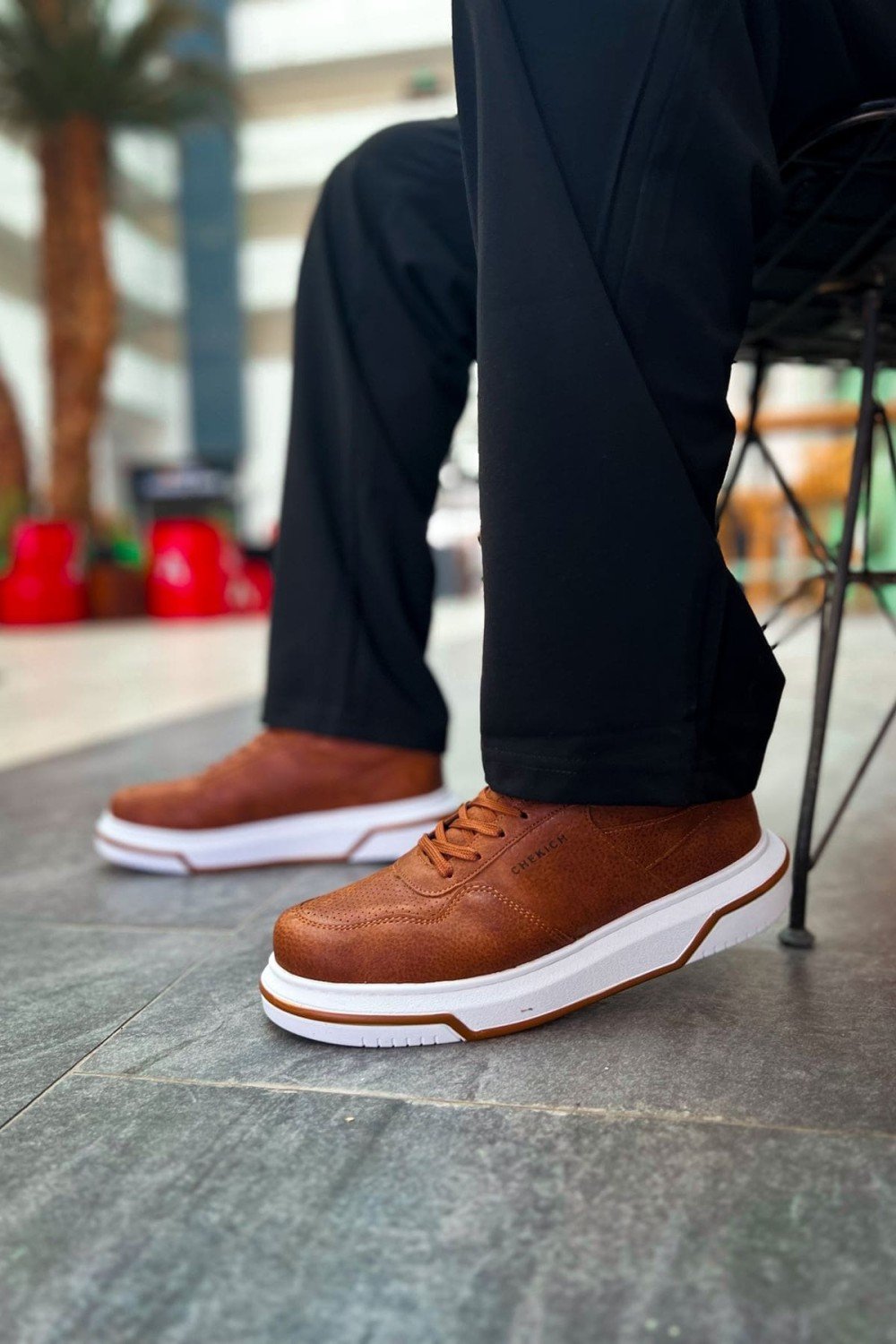 CH075 Signature Erkek Günlük Bağcıklı Cilt Spor Sneaker Ayakkabı CBT - Taba – Chekich Erkek Ayakkabı