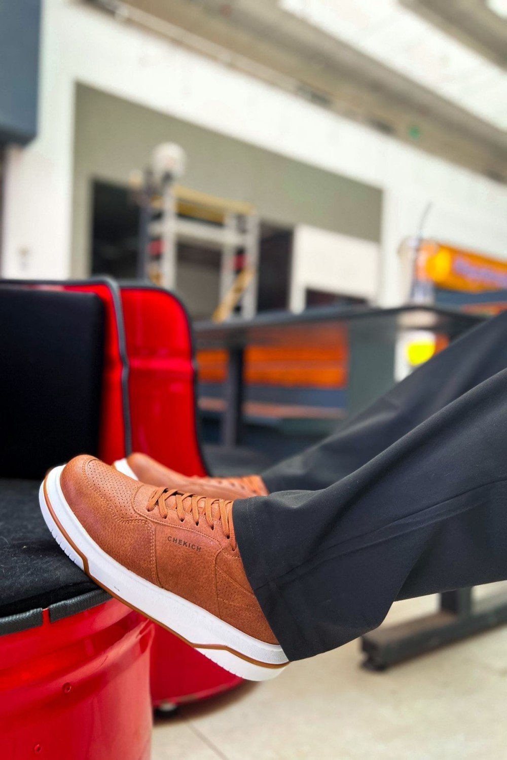 CH075 Signature Erkek Günlük Bağcıklı Cilt Spor Sneaker Ayakkabı CBT - Taba – Chekich Erkek Ayakkabı