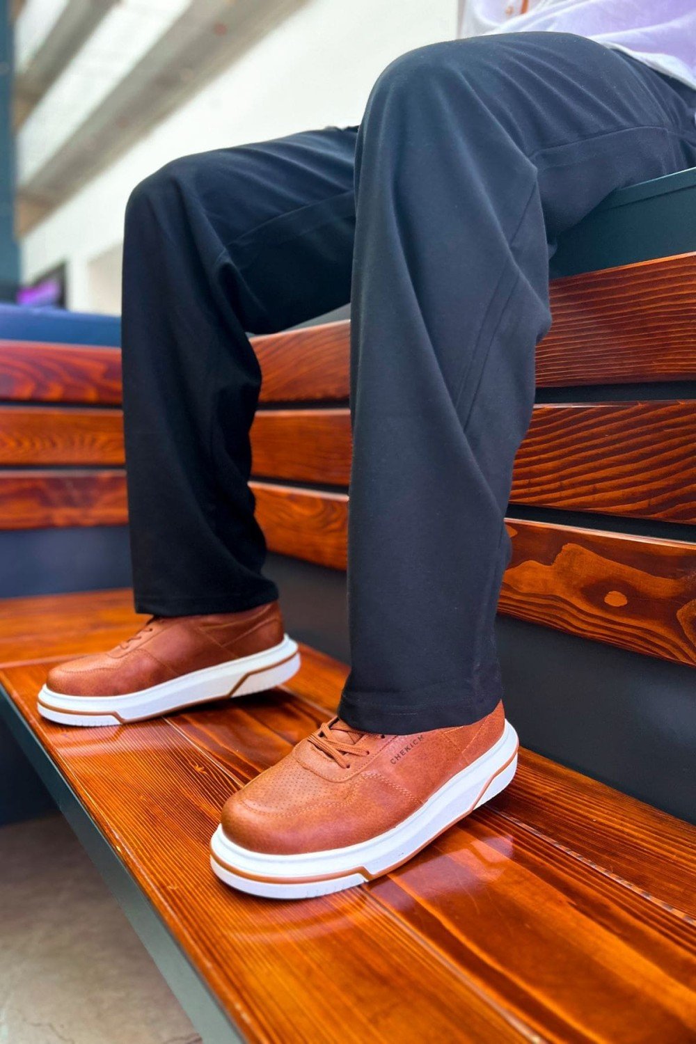 CH075 Signature Erkek Günlük Bağcıklı Cilt Spor Sneaker Ayakkabı CBT - Taba – Chekich Erkek Ayakkabı