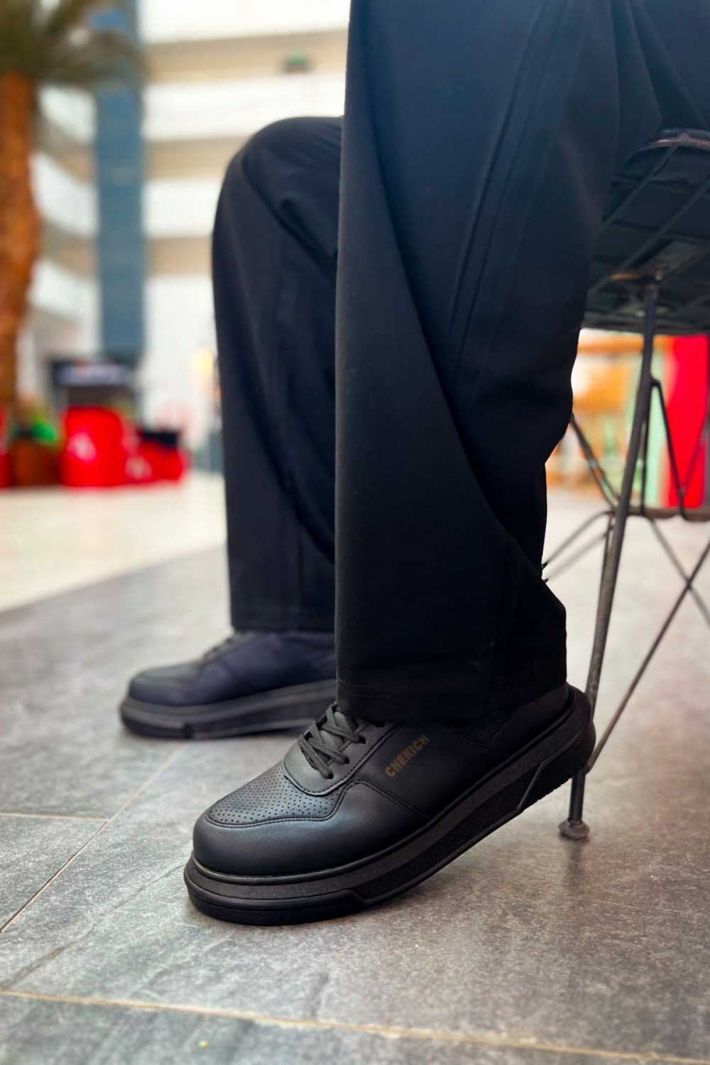CH075 Signature Erkek Günlük Bağcıklı Cilt Spor Sneaker Ayakkabı CST - Siyah – Chekich Erkek Ayakkabı