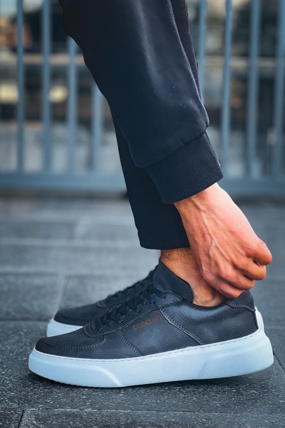 CH087 Kenton Erkek Günlük Bağcıklı Cilt Spor Sneaker Ayakkabı CBT - Antrasit – Chekich Erkek Ayakkabı