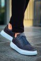 CH087 Kenton Erkek Günlük Bağcıklı Cilt Spor Sneaker Ayakkabı CBT - Antrasit