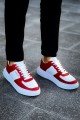 CH087 Kenton Erkek Günlük Bağcıklı Cilt Spor Sneaker Ayakkabı CBT - Beyaz/Kırmızı – Chekich Erkek Ayakkabı